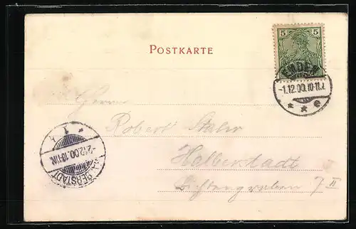 AK Emden, Rathaus mit Kaiser Wilhelm I.-Denkmal