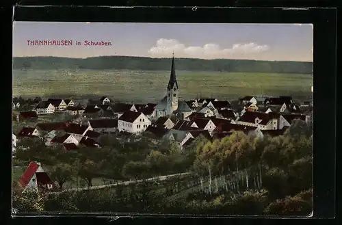 AK Thannhausen in Schwaben, Teilansicht mit Kirche