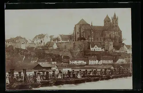 Foto-AK Breisach, Ortspartie mit Kirche