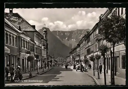 AK Murnau, Strassenpartie mit Krottenkopf