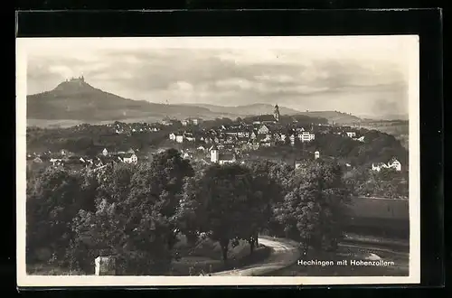 AK Hechingen, Ortsblick mit Hohenzollern