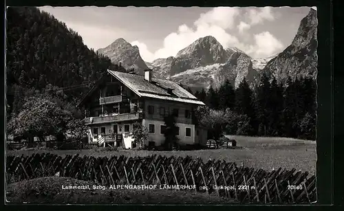 AK Lammertal /Szbg., Alpengasthof Lämmerhof mit Garten