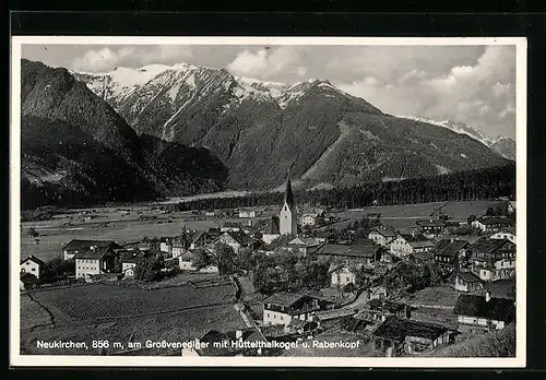 AK Neukirchen, Ortsansicht mit Bergen aus der Vogelschau