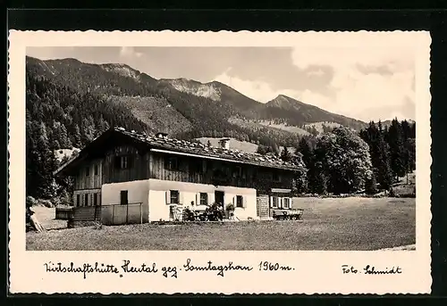 AK Unken, Gasthaus Wirtschaftshütte Heutal gegen Sonntagshorn
