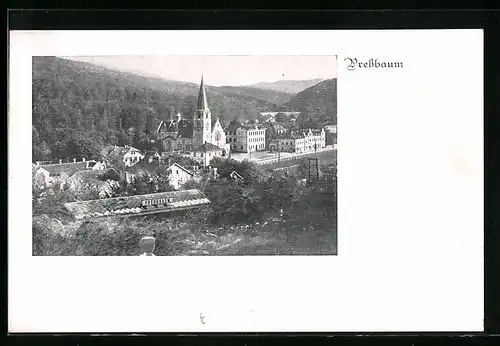 AK Pressbaum, Ortsansicht mit Bahnhof aus der Vogelschau