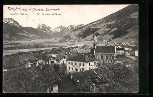 AK Selztal, Teilansicht mit Hotel Krone und Blick auf Bosruck