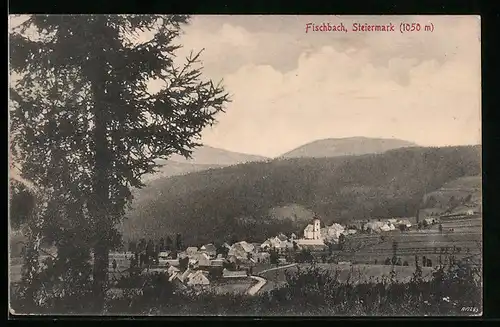 AK Fischbach, Ortsansicht aus der Vogelschau