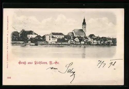 AK Pöchlarn /Donau, Ortspartie mit Kirche