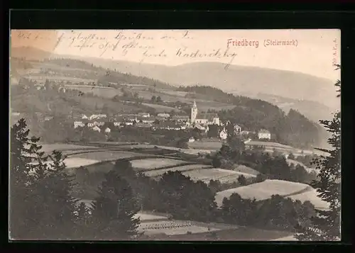 AK Friedberg, Stadtansicht aus der Ferne