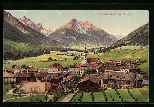 AK Fulpmes, Ortsansicht gegen die Gletscher