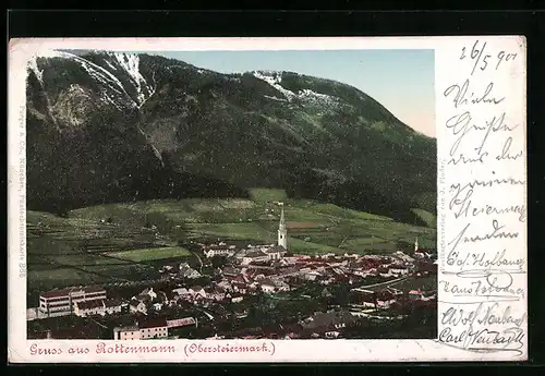 AK Rottenmann /Steiermark, Teilansicht mit Kirche