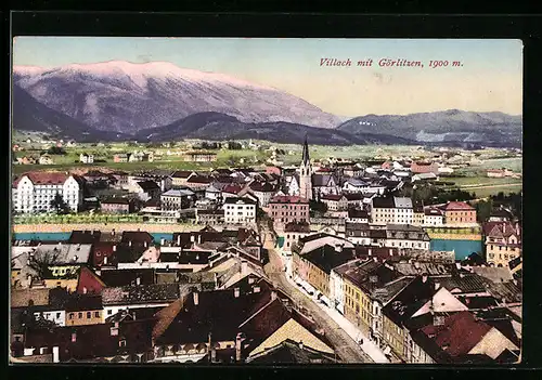 AK Villach, Totalansicht mit Görlitzen