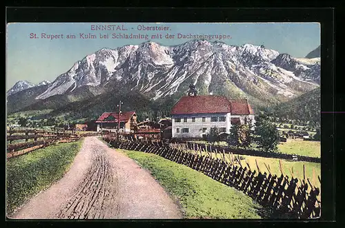 AK St. Rupert am Kulm, Blick zur Dachsteingruppe