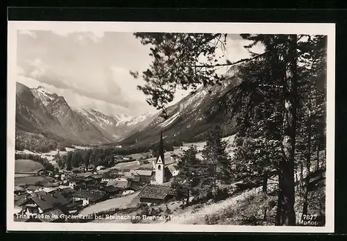 AK Trins im Gschnitztal, Blick auf den Ort ins Tal