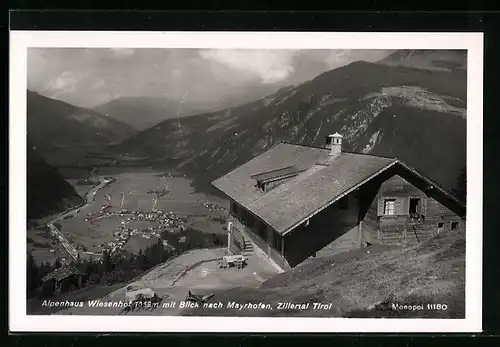 AK Mayrhofen, Blick vom Alpenhaus Wiesenhof zum Ort