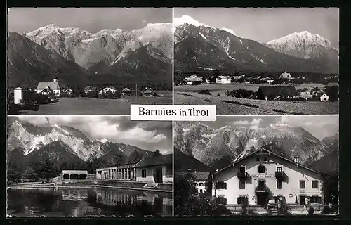 AK Barwies, Ortsansicht, Gasthof zum Löwen, Schwimmbad