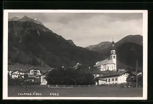 AK Fulpmes, Ortsansicht mit Kirche