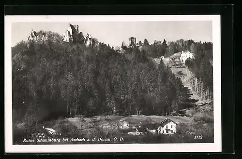 AK Aschach a. d. Donau, Blick auf Ruine Schaumburg