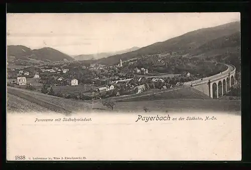 AK Payerbach, Panorama mit Südbahnviaduct