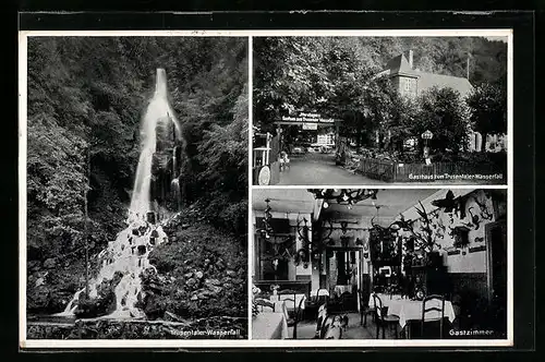 AK Brotterode, Gasthaus zum Trusentaler Wasserfall, Blick zum Wasserfall