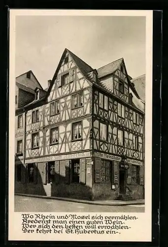 AK Koblenz, Gasthaus Zum Hubertus, Florinsmarkt