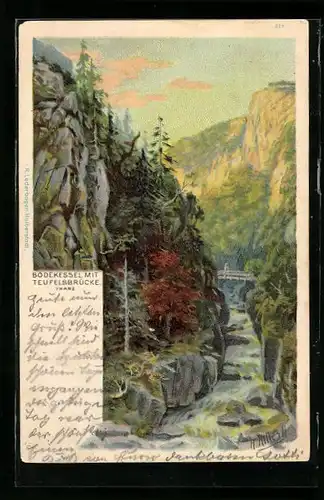 AK Thale, Bodekessel mit Teufelsbrücke