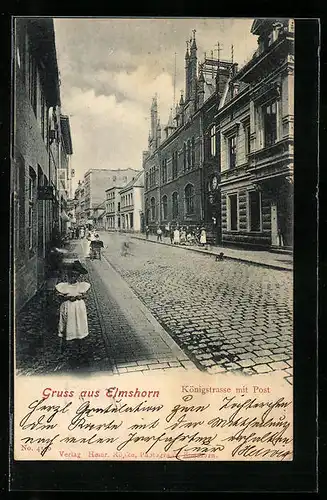 AK Elmshorn, Königstrasse mit Post