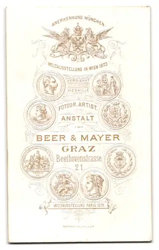 Fotografie Beer & Mayer, Graz, Beethovenstr. 21, Portrait stattlicher Herr mit Schnurrbart