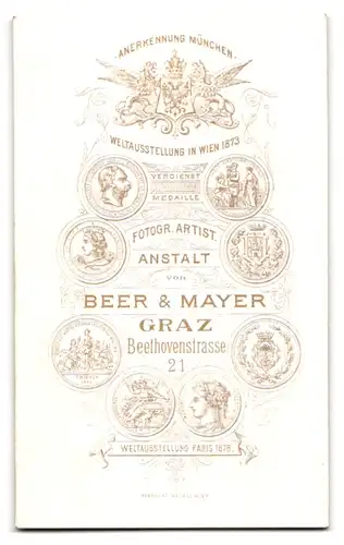 Fotografie Beer & Mayer, Graz, Beethovenstr. 21, Portrait stattlicher Herr mit Schnurrbart