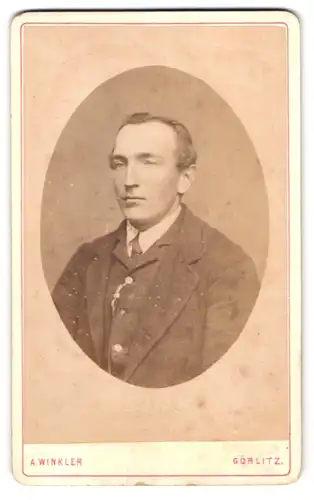 Fotografie A. Winkler, Görlitz, Bismarckstr. 18, Portrait junger Mann elegant im Jackett