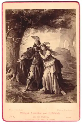 Fotografie J. Albert, München, Gemälde: Wotans Abschied von Brünhilde (aus der Walküre), nach Th. Pixis
