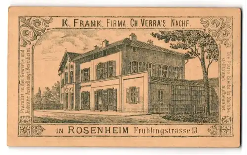 Fotografie K. Frank, Rosenheim, Frühlingstr. 13, Blick auf das Ateliersgebäude des Fotografen