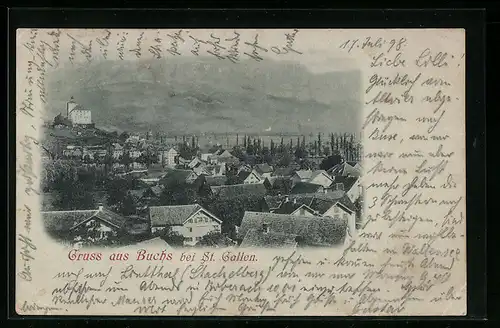 AK Buchs b. St. Gallen, Ortsansicht aus der Vogelschau
