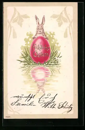 AK Osterhase mit Osterei