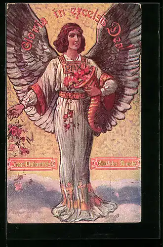 Künstler-AK Gloria in excelsis Deo!, Weihnachtsengel