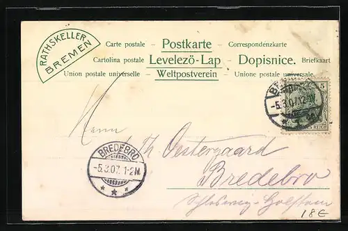 Lithographie Bremen, Gasthof Rathskeller, Echosaal, Senatszimmer