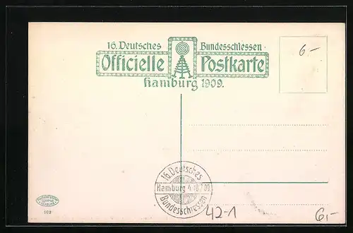 AK Hamburg, 16. Deutsches Bundesschiessen 1909, Blick in den Ehrenhof