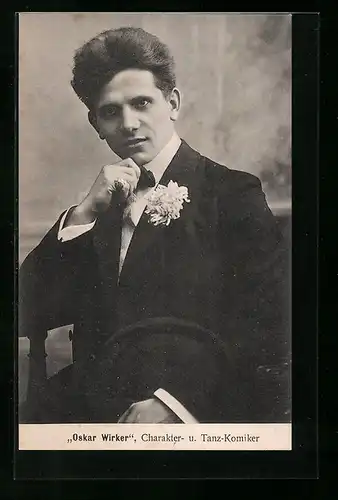 AK Komiker Oskar Wirker, Portrait