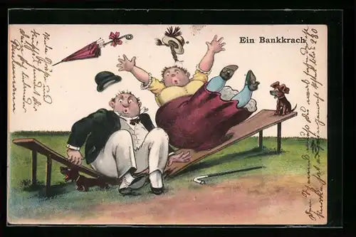 AK Einem dicken Paar kracht die Bank ein