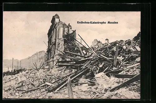 AK Messina, Trümmer nach dem Erdbeben