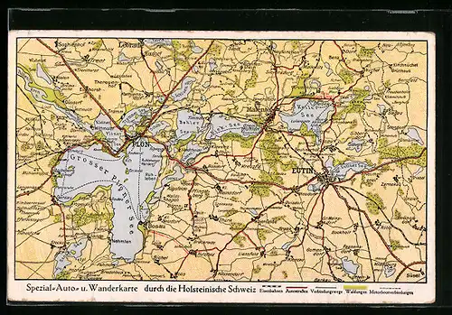 AK Eutin, Spezial-Auto- und Wanderkarte durch die Holsteinische Schweiz