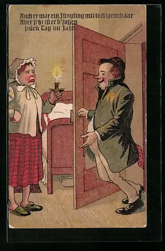 AK Auch er war ein Jüngling mit lockigem Haar..., Zecher bei Heimkehr