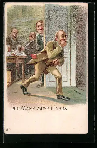 AK Einem Betrunkenen wird schlecht, Toilettenhumor