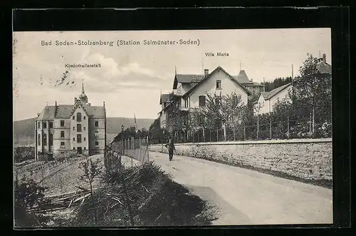 AK Bad Soden-Stolzebberg, Strassenpartie mit Kinderheilanstalt und Villa Maria