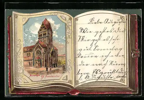 Passepartout-Lithographie München, St.-Annakirche im AK-Album