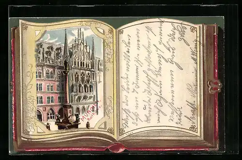 Passepartout-Lithographie München, Rathaus im AK-Album