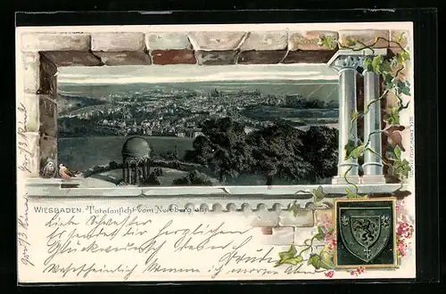 Präge-Lithographie Wiesbaden, Totalansicht vom Neroberg aus