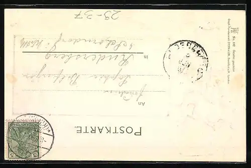 Passepartout-Lithographie Köln-Neustadt, Partie am Hohenzollernring, Wappen