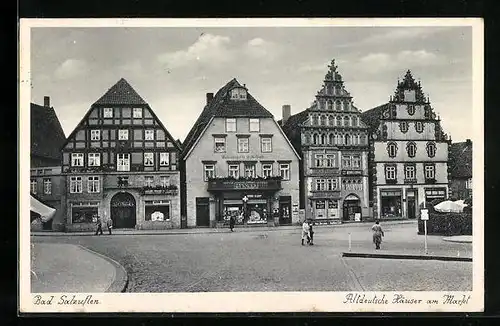 AK Bad Salzuflen, Altdeutsche Häuser am Markt