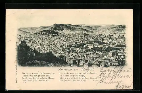 AK Stuttgart, Panorama aus der Vogelschau